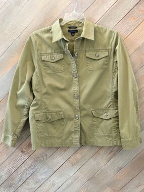 Lands End Olive Green Utility Jacket, size 16